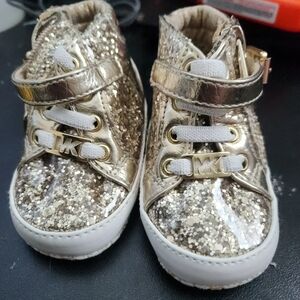 Michael Kors Gold and White Baby Walker Sneakers